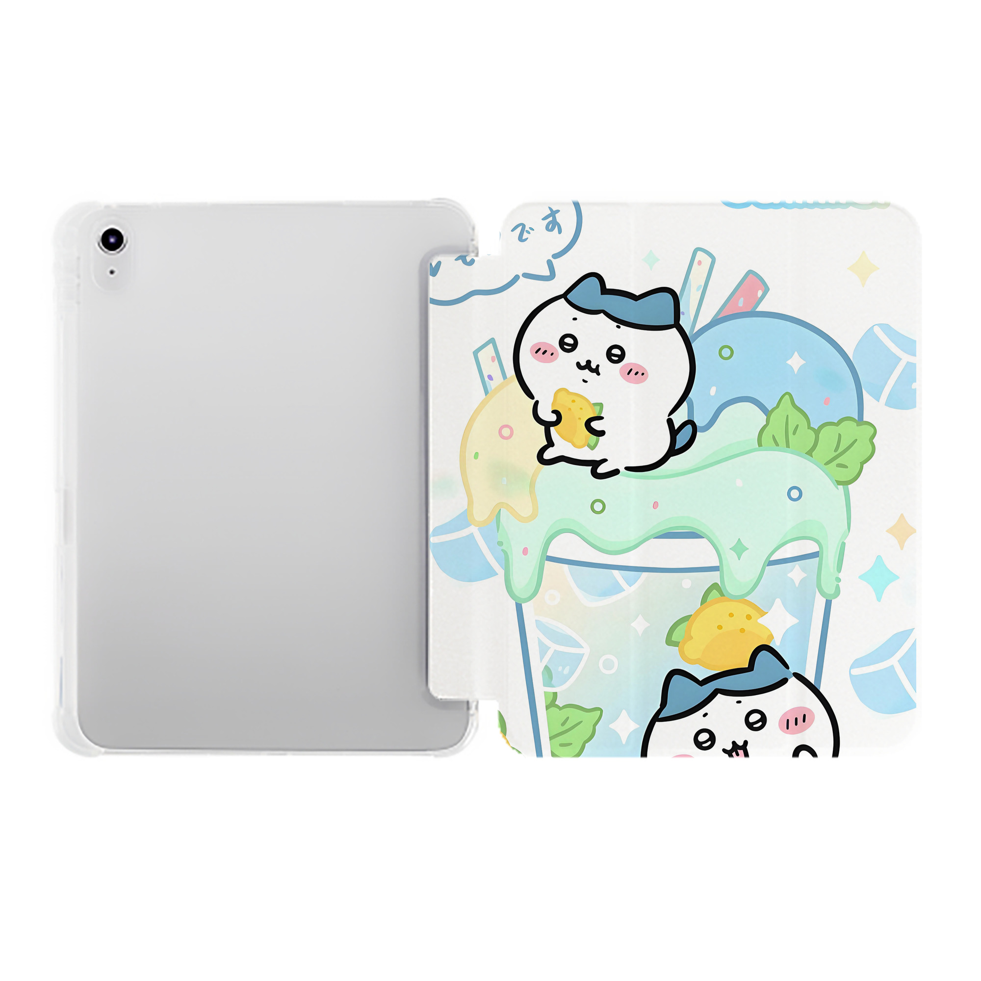 （画像用） ちいかわ Chii-kawa IPad ケース ペン収納付き 三つ折りスタンド PUレザー×シリコン 対応機種9.5/10.5/10.9インチ